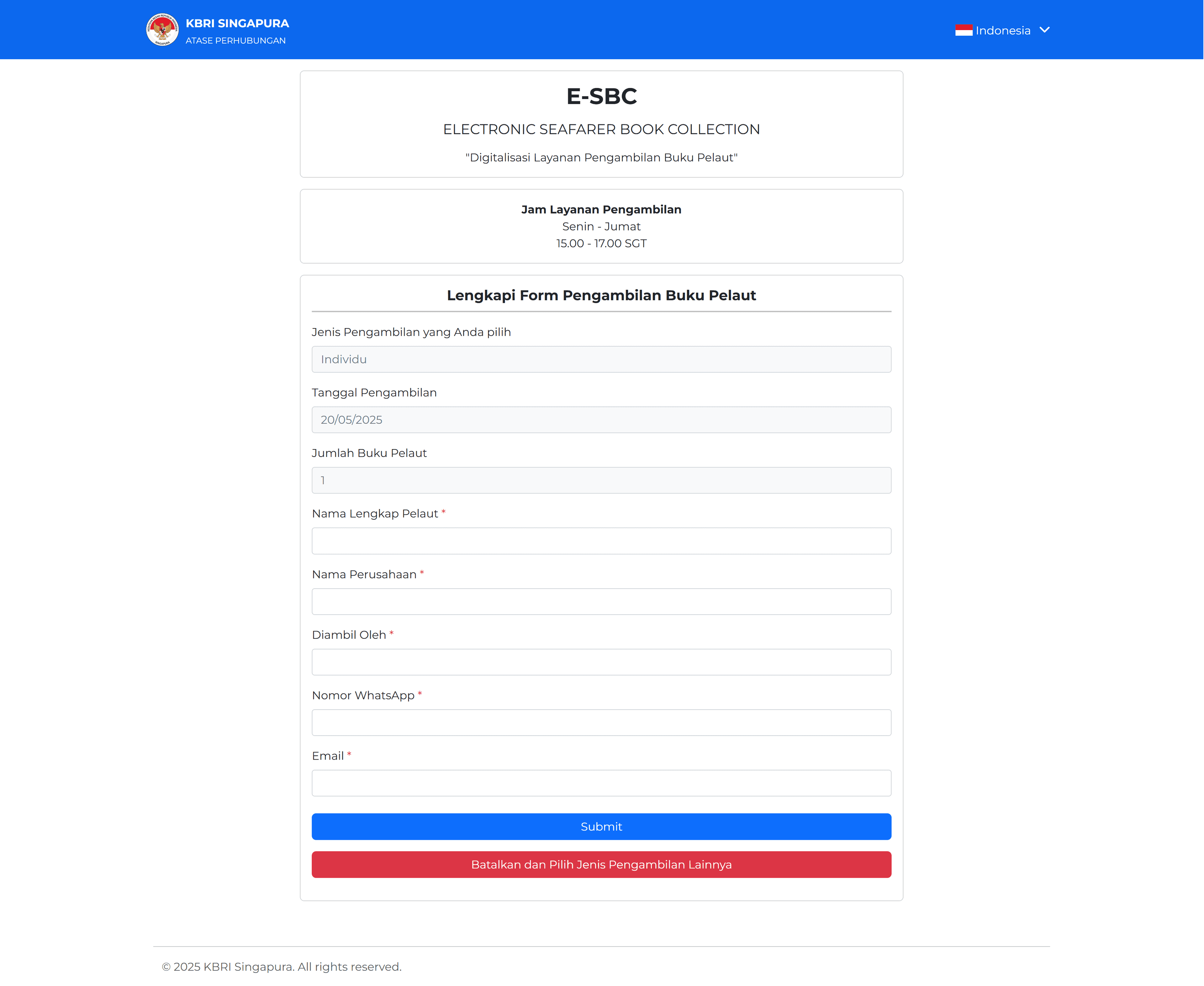 Development of E-SBC System, Indonesian Embassy in Singapore